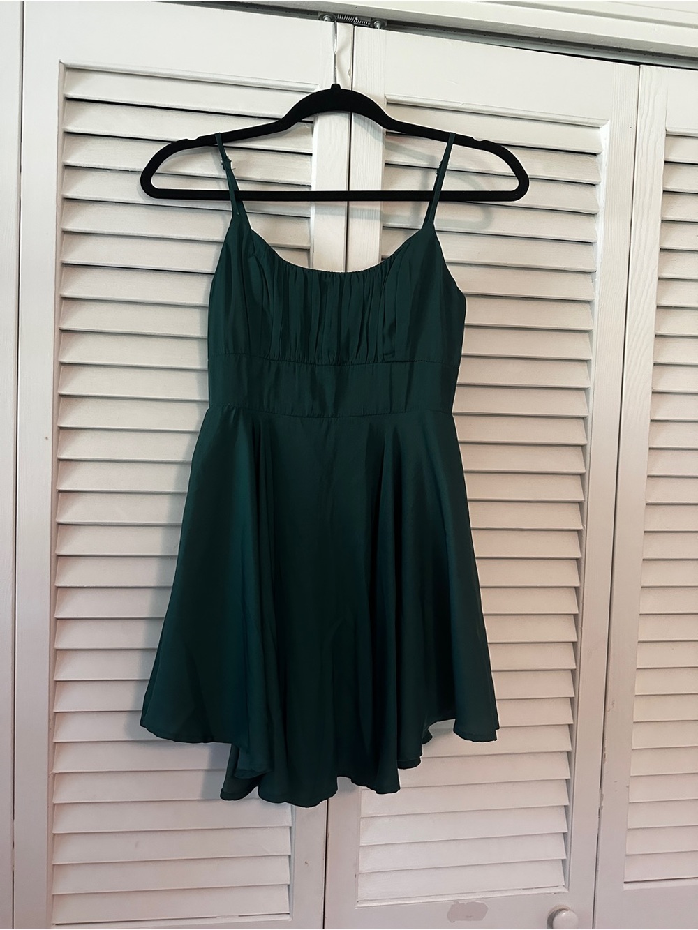 Selfie Leslie Forest Green Spaghetti Strap Mini Dress